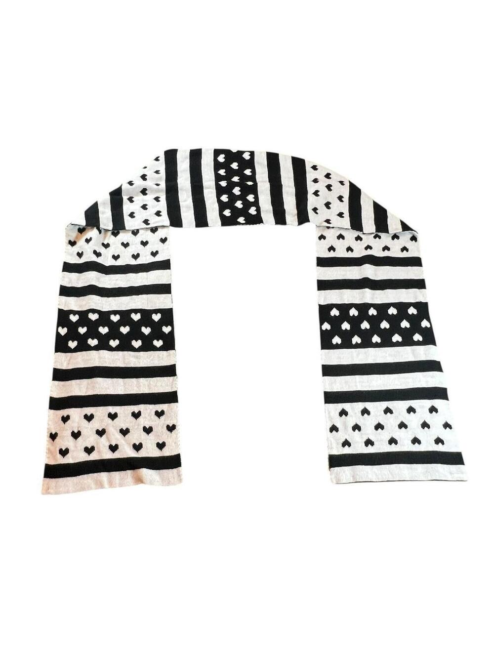 Black + White Heart Scarf